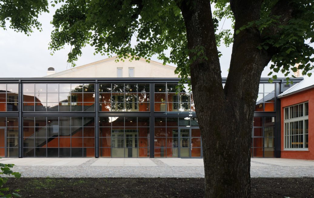 The facade of Kuldīga's art and education co-creation space